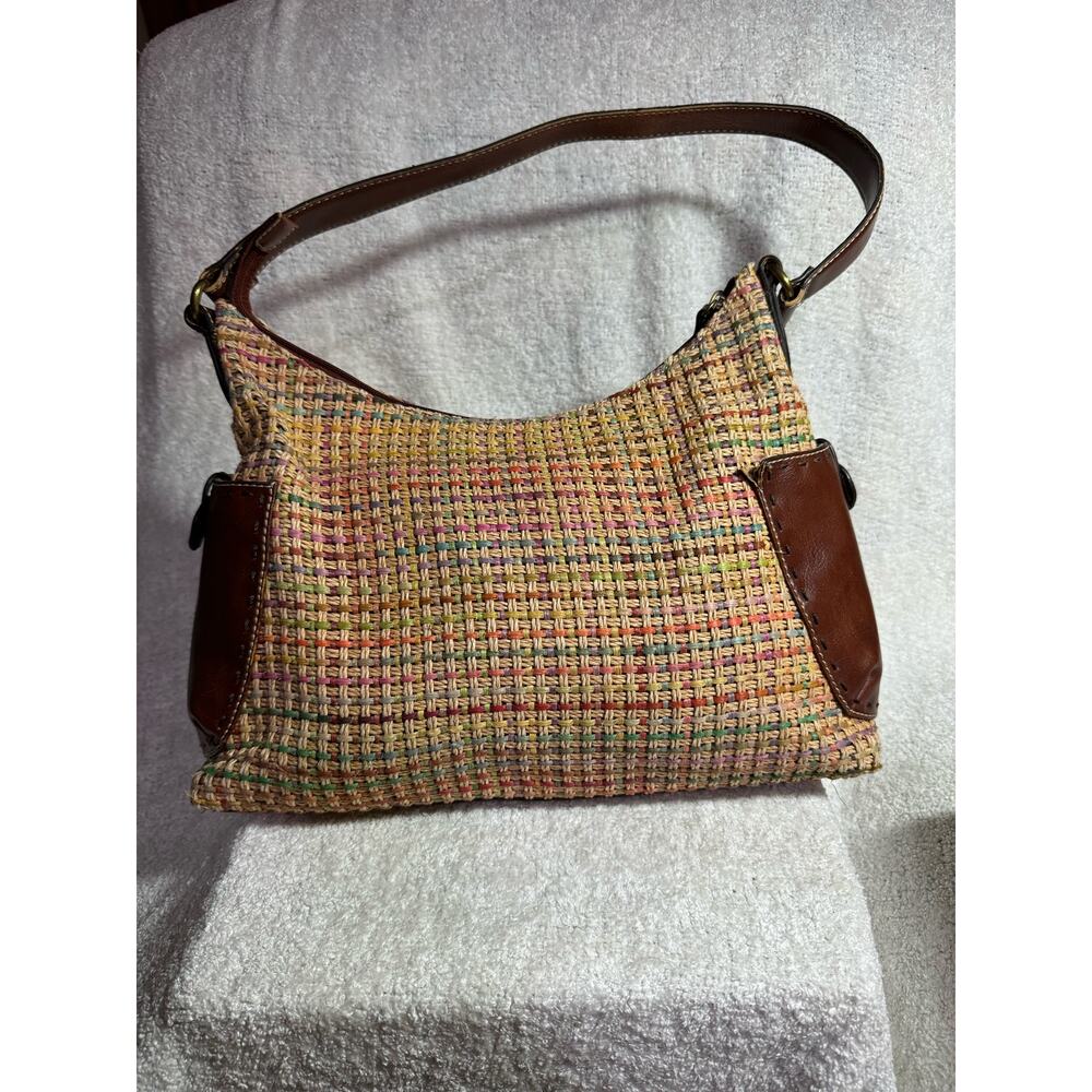 Fossil Purse Handbag Multi Colored Straw Woven An… - image 1